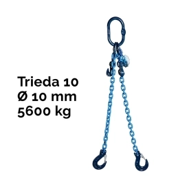 Dvoupramenný řetězový vazák, oko-2 hák, zkracovač, Nosnost 5600/4000 kg, G10-10, Certifikát